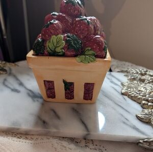 Vintage Strawberry Basket Ceramic Cannister
